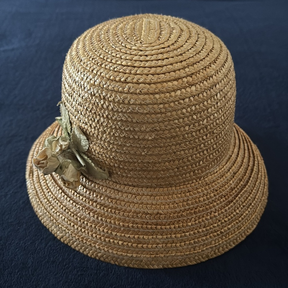 Liz Claiborne - The Villager Tan Straw Hat with Floral Detail - Picture 2 of 8